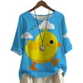 thumbnail image 1 of CLOOCL Women T-Shirts Chick Printed Blouse Lovely Cartoon Shirts Tops Plus Size, 1 of 6
