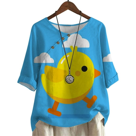 CLOOCL Women T-Shirts Chick Printed Blouse Lovely Cartoon Shirts Tops Plus Size