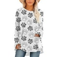 thumbnail image 1 of CLOOCL Women T-Shirts Simple Paw Print Crew Neck Tops Spring Clothing Plus Size, 1 of 6