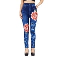 thumbnail image 1 of CLOOCL Women's Imitation Jeans Print Yoga Fitness Leggings Outdoor Exercise Workout High Waist Leggings, 1 of 13