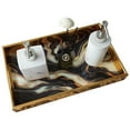 thumbnail image 1 of CLOOVVIE Plastic Decorative Tray, Marbling Tray with Handles, Rectangular Coffee Table Trays, Blue Serving Trays for Ottoman, Bathroom, S/15.7” L/17''2, 1 of 8