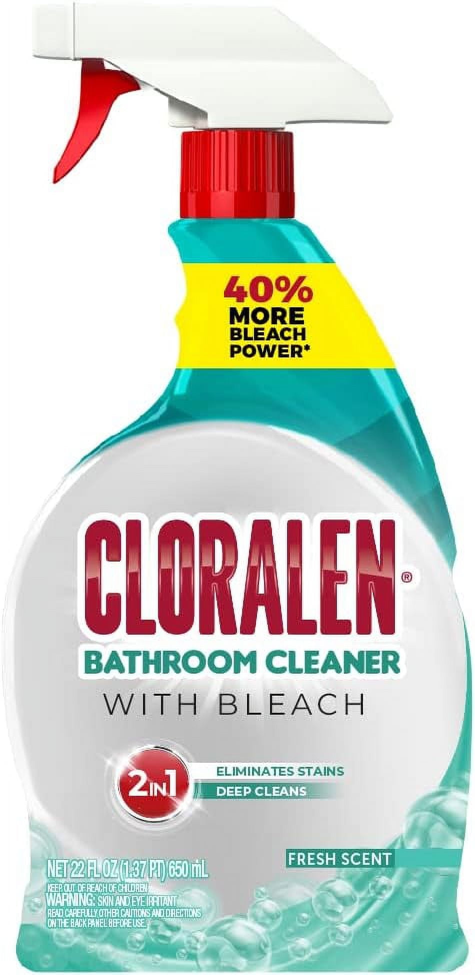 CLORALEN Fresh Scent Bathroom Cleaner with Bleach, Unscented, 22 fl oz