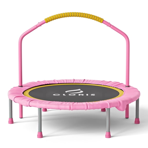 CLORIS 38in Folding Trampoline - Max Load 220lbs Rebounder Fitness Trampoline with Adjustable Foam Handle Best Gift