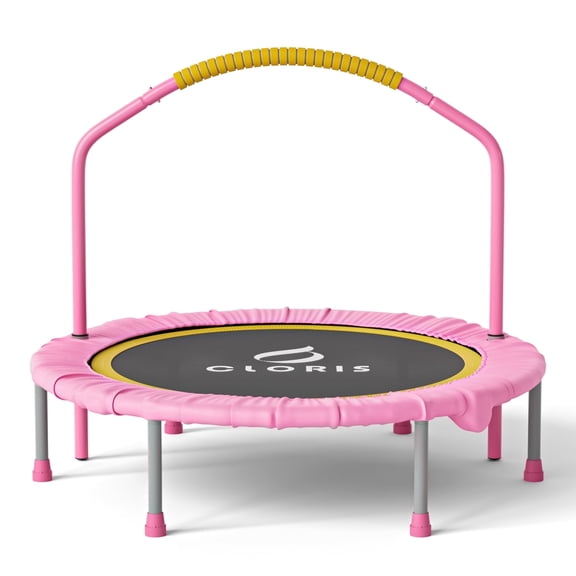 CLORIS 38in Folding Trampoline - Max Load 220lbs Rebounder Fitness Trampoline with Adjustable Foam Handle, with safty Padded Cover Best Gift