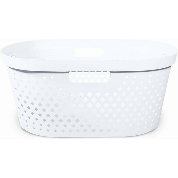 Clorox 1 Bushel White Oval Plastic Laundry Basket with Carry Handles