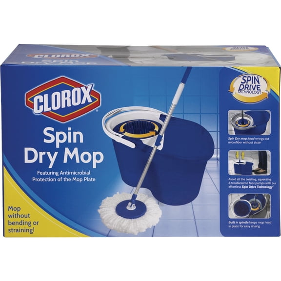 Clorox Deluxe Spin Mop - Microfiber, Dry, Household Use - Single Piece Residential Use, Standard Application