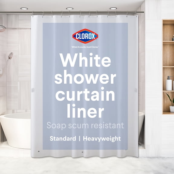 Clorox Solid PEVA Heavyweight Shower Liner, 72" x 72" White