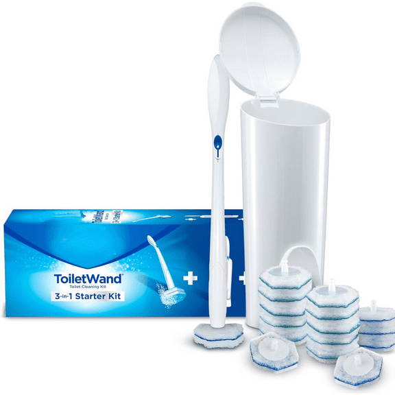 CLOROX ToiletWand Toilet Bowl Cleaner- Toilet Brush, Storage Caddy and 16 Disinfecting Refill Heads