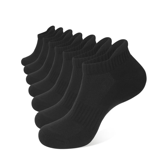 CLOSEMATE 6 Pairs Ankle Athletic Running Socks for Men Women - Comfortable Cotton Cushioned and Anti-Bliste(6Black, Size L)