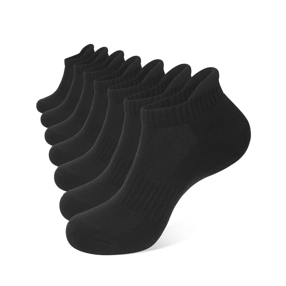 CLOSEMATE 7 Pairs Ankle Athletic Running Socks for Men Women - Comfortable Cotton Cushioned and Anti-Bliste(6Black, Size XL)