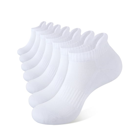 CLOSEMATE 6 Pairs Ankle Athletic Running Socks for Men Women - Comfortable Cotton Cushioned and Anti-Bliste(6White, Size L)