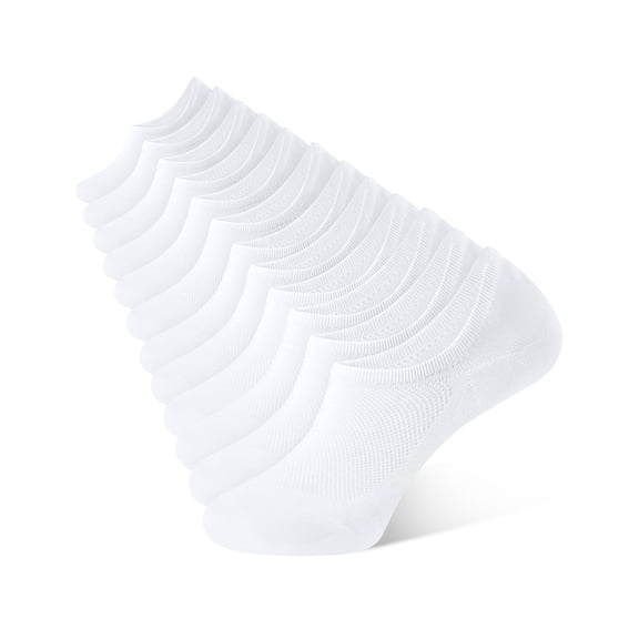 CLOSEMATE 6 Pairs Mens No Show Cotton Low Cut Ankle Casual Socks with Non Slip Grips(6White, Size L)