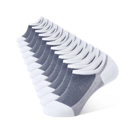 CLOSEMATE 6 Pairs Mens No Show Socks Cotton Ankle Socks with Non Slip Grips for Sneakers Low Cut Shoes(6White,L)