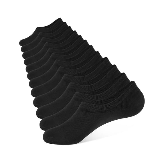 CLOSEMATE Mens No Show Socks Cotton Thin High Elasticity Low Cut Ankle Socks with Non Slip Grips 6 Pairs (6Black, Size M)