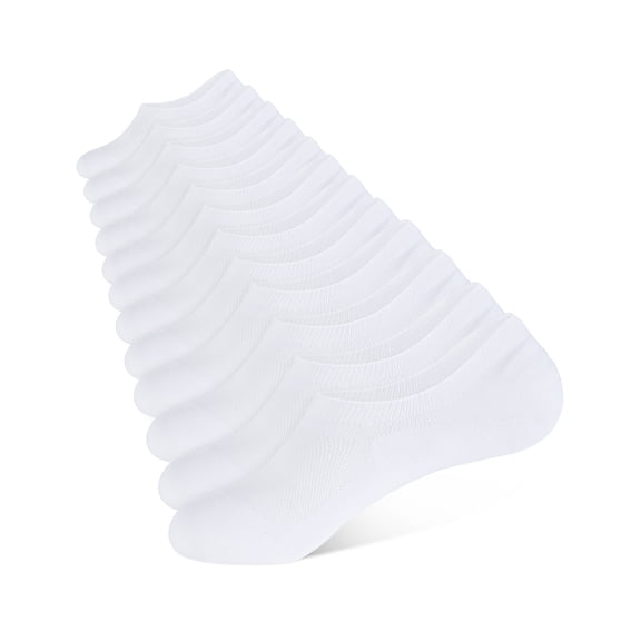 CLOSEMATE Mens No Show Socks Cotton Thin High Elasticity Low Cut Ankle Socks with Non Slip Grips 6 Pairs (6White, Size M)