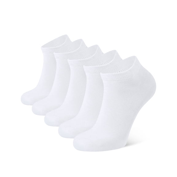 CLOSEMATE White Ankle Socks for Men Low Cut Cotton Socks 5 Pairs(5White,L)