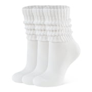 CLOSEMATE Womens Scrunch Crew Socks Retro Soft Cotton Cozy Slouchy Socks for Sneakers Boot 3 Pairs 3Creamy White