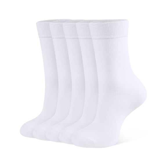 CLOSEMATE Womens Thin Crew Socks Soft Combed Cotton Comfortable Casual Everyday Wear Socks 5 Pairs(5White, Size M)