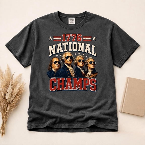 CLOTEX 1776 National Champs T-Shirt, Patriotic America Gift, USA History Graphic Tee, Funny Freedom Shirt, Graphite S