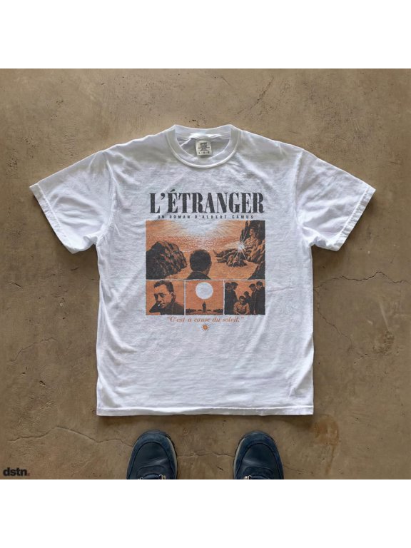Albert Camus Shirt | L'Étranger Graphic Tee | French Existentialist Literature | The Stranger Book Shirt | Literary Gift Tee, Ivory S