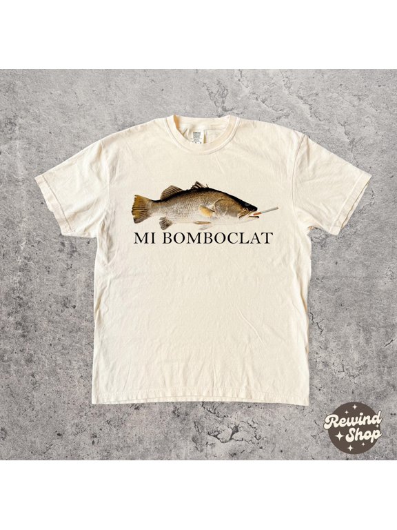 Bomboclat Fish Meme Tshirt, Mi Bomboclat Comfort Colors® Shirt, Fish Gag Y2K Shirt, Chambray S