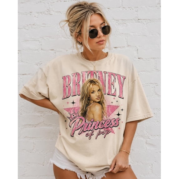 CLOTEX Britney Inspired Vintage Graphic Tee, Princess of Pop Shirt, Retro Y2K Pop Star T-Shirt, 90s Music Fan Gift, Unisex, Comfort Colors® Tee, Black S