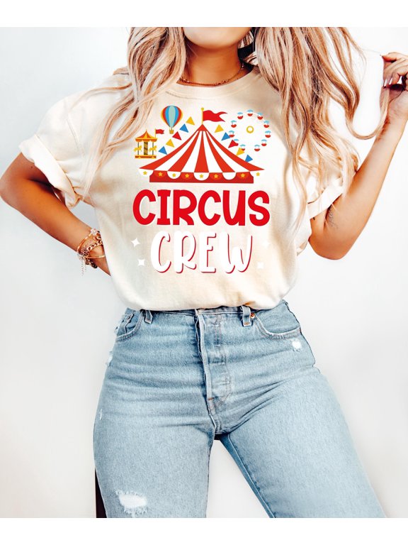 Circus Crew Shirt, Circus Monkeys Staff Costume Top, Carnival Lover Tshirt, Clowns Ringmaster Apparel, Tamer Taming Tee, Funday Outfit, Ivory M