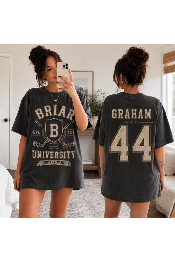 Comfort Colors Briar University Graham 44 T-Shirt, Off-Campus Shirt, Hockey Romance Gift, Briar U Tee, Off Campus Hockey 2026, Denim 3XL