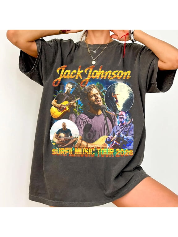 Comfort Colors Jack Johnson Surf Music Tour 2026 T-Shirt Concert Graphic Tee, Pepper S