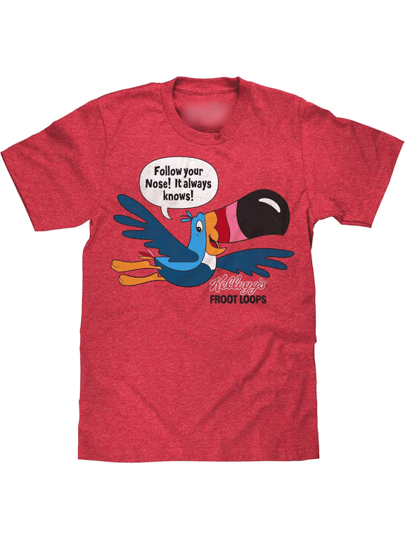 Comfort Colors® Men's Froot Loops Cereal Shirt, Toucan Sam Cartoon Mascot Shirt, Red XL