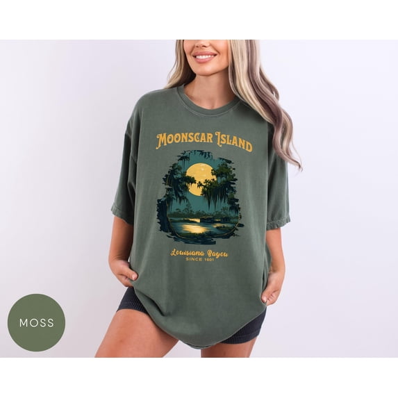 CLOTEX Comfort Colors® Moonscar Island Tee, Retro Cartoon Halloween Movie Shirt, Zombie Island Gift, 90s Retro Halloween Shirt, Graphite XL