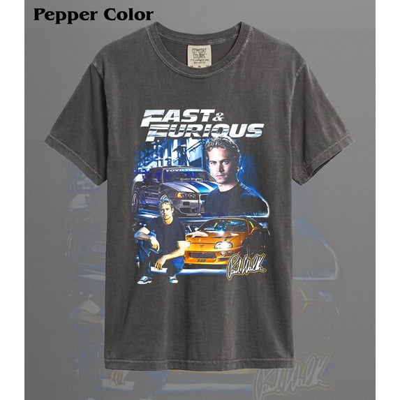 CLOTEX Comfort Colors® Paul Walker Tshirt Movie Tee Shirt ID, Pepper 4XL