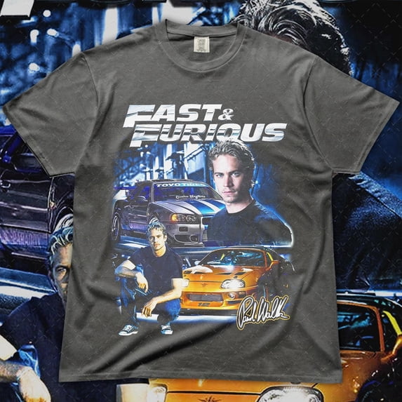 CLOTEX Fast & Furious Paul Walker T-Shirt – Vintage Racing Graphic Tee – Retro Movie Shirt – Gift for Car Enthusiast 2000s Film Fan ID, Blossom S