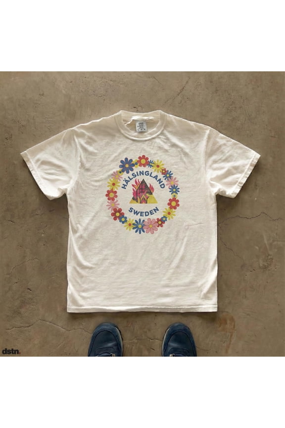 Folk Floral Burning Temple T-shirt | Midsommar A24 Horror Movie Tee, Bay S
