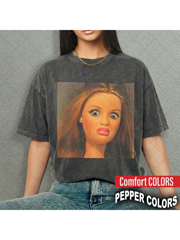 Funny Doll Face Meme T-Shirt | Meme Face Graphic Tee, Graphite S