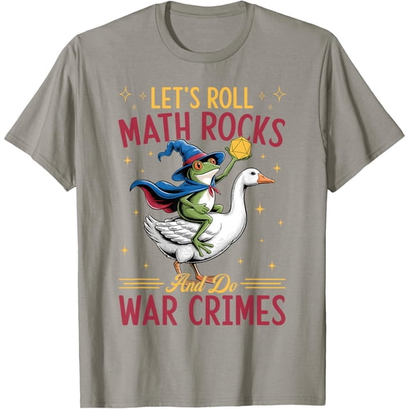 CLOTEX Funny Frog & Goose Let's Roll Math Rocks T-Shirt for Unique Humor Lovers, Sand S