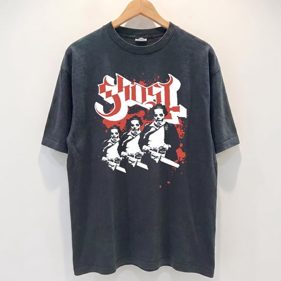 CLOTEX Ghost Band Rock Shirt, Gothic Horror Graphic Tee, Comfort Colors Dark Music Style T Shirt, Vintage Halloween Gift, Ivory S