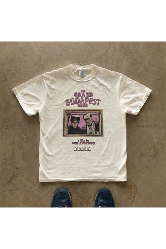 Grand Budapest Indie Film Shirt, Pastel Movie Tee, Wes Anderson Tee, Cinema Aesthetic Tee, Stylish Movie Shirt, White S