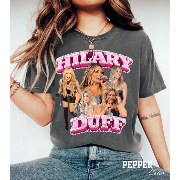 CLOTEX Hilary Duff - The Lucky Me Tour 2026 T-Shirt, Vintage Comfort Colors Shirt, Gift For Fans, Lizzie McGuire Bootleg Tee, Chambray M