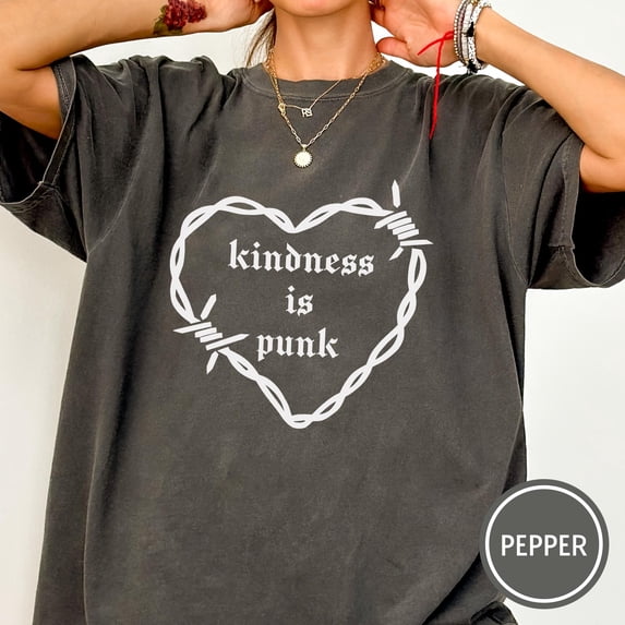 CLOTEX Kindness is Punk T-Shirt, Grunge Distressed Heart Shirt, Empathy ...