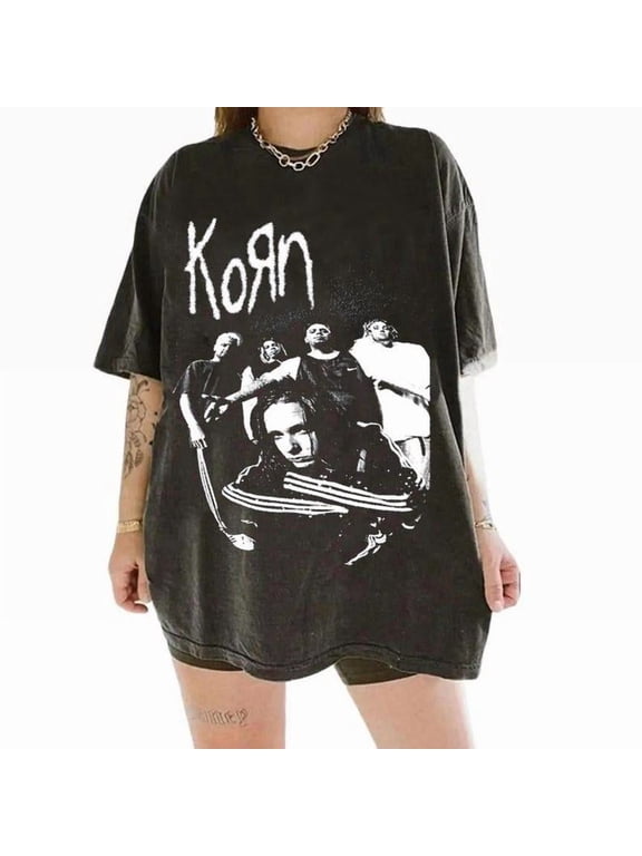 Korn Vintage Band T-Shirt, 90s Rock Graphic Tee, Oversized Grunge Streetwear Top, Metal Music Shirt for Men Women Unisex, Red S