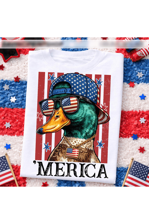 Mallard Duck Shirt Design, Funny Patriotic USA Red White Blue Sublimation Graphic, Ash Grey 4XL