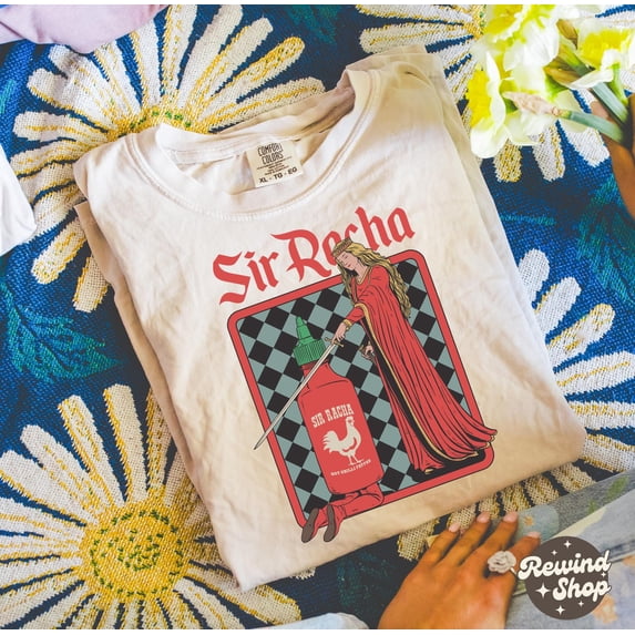 CLOTEX Medieval Sir Racha Comfort Colors Shirt, Sriracha Graphic Tees, Funny Meme Shirts, Funny Gift, Moss L