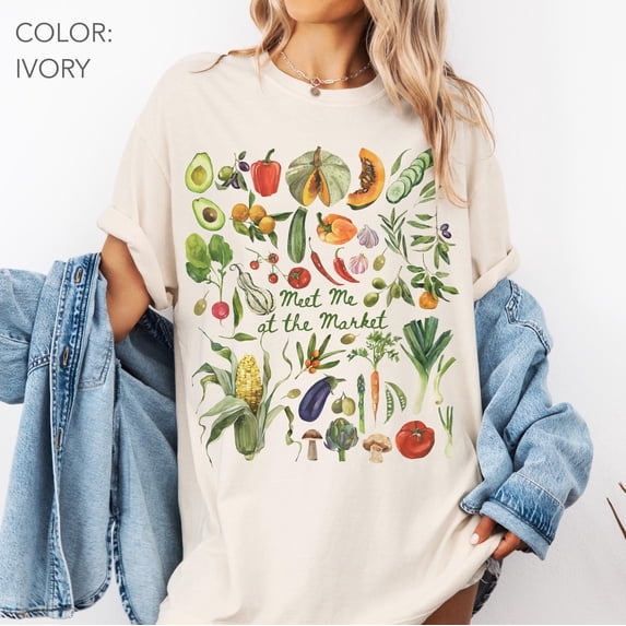 CLOTEX Meet Me at the Market Shirt Comfort Colors®, Farmers Market Tee, Botanical Veggie Tee, Vegetable Tee, Cottagecore Produce Tee, Gardener Gift, Bay 3XL