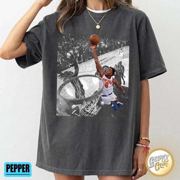 CLOTEX OG Anunoby Putback Comfort Colors Shirt, New York Basketball Fan Tee, Sports Fan Graphic T-Shirt, Denim M