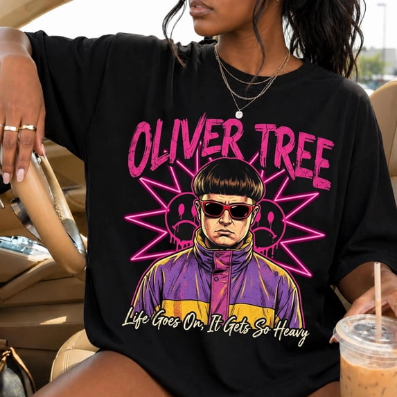 CLOTEX Oliver Tree Life Goes On TShirt, Alternative Indie Pop Music Sublimation, 90s Bootleg Rap Style Graphic Clipart Neon Y2k, Comfort Colors®, Blossom L