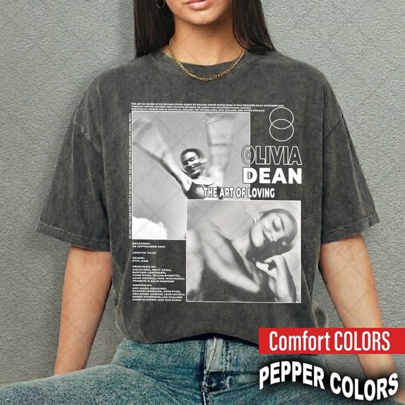 CLOTEX Olivia Dean Singer-Songwriter T-Shirt | Musician Portrait Shirt, Blue Jean S
