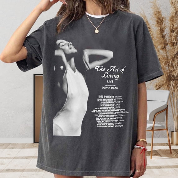 CLOTEX Olivia Dean The Art of Loving LIVE Tour T-Shirt, Comfort Colors Vintage Concert Tee, Black S