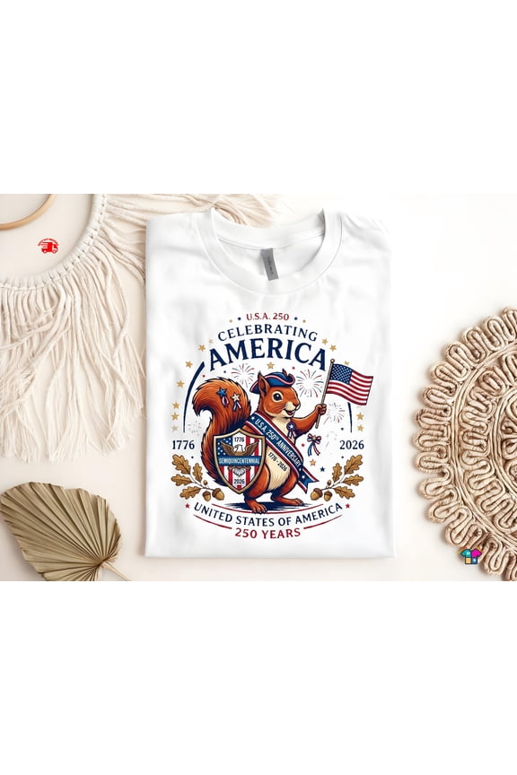 Patriotic Squirrel Shirt for 250th Years, Independence Day Tee, USA Flag Shirt with Squirrel, 1776-2026, Anniversary Gift, Graphite S