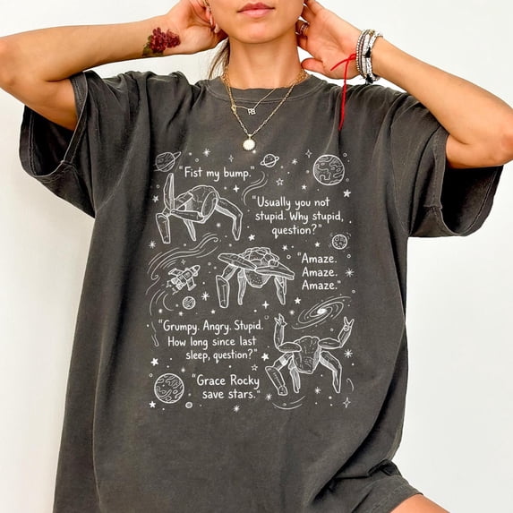 CLOTEX Project Hail Mary Rocky Shirt, Comfort Colors® Retro Space Tee, Rocky Quotes Graphic Shirt, Sci Fi Book Lover Tee, Pepper 3XL